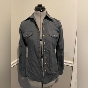 Converse One Star Women's Button Up Long Sleeve Shirt Gray Size Small